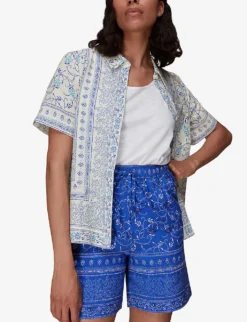 Whistles Bandana Floral-print High-rise Organic Cotton Shorts 11 Whistles Bandana Floral-print High-rise Organic Cotton Shorts -Reiss Shop R03981354 MULTICOLOURED ALT05