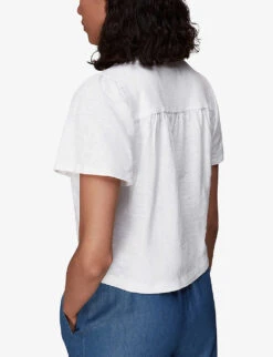 Whistles Maeve Buttoned Cotton-jersey T-shirt 8 Whistles Maeve Buttoned Cotton-jersey T-shirt -Reiss Shop R03983237 WHITE ALT03