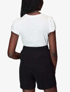 Whistles Round-neck Frilled-sleeve Cotton T-shirt -Reiss Shop R03983239 WHITE ALT03