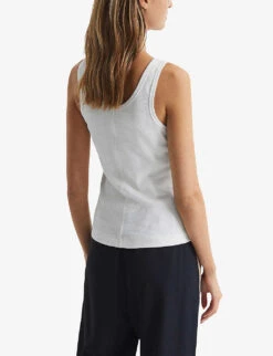 Reiss Violet Scoop-neck Ribbed Stretch-cotton Vest -Reiss Shop R03988066 WHITE ALT03