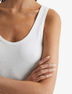 Reiss Violet Scoop-neck Ribbed Stretch-cotton Vest -Reiss Shop R03988066 WHITE ALT04