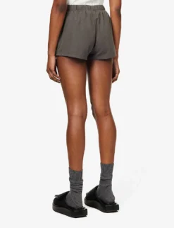 ESSENTIALS Brand-patch Cotton-blend Shorts -Reiss Shop R03991677 OFFBLACK ALT03