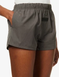 ESSENTIALS Brand-patch Cotton-blend Shorts -Reiss Shop R03991677 OFFBLACK ALT04