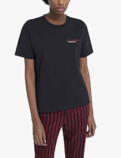 THE KOOPLES Slogan-print Cotton-jersey T-shirt 7 THE KOOPLES Slogan-print Cotton-jersey T-shirt -Reiss Shop R03993478 BLA01 ALT02