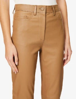 Joseph Teddy Straight-leg High-rise Leather Trousers -Reiss Shop R03996116 CAMEL ALT04