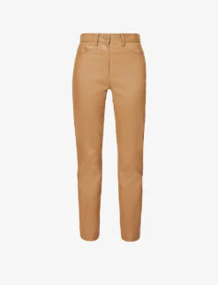 Joseph Teddy Straight-leg High-rise Leather Trousers