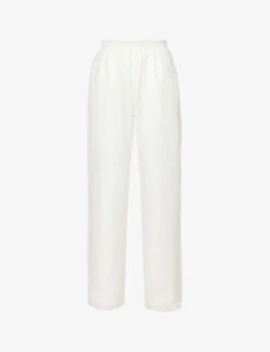 Wide-leg High-rise Cotton-poplin Trousers