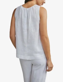 Sleeveless Linen Top -Reiss Shop R04004429 WHITE ALT02