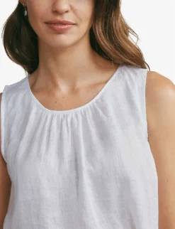 Sleeveless Linen Top -Reiss Shop R04004429 WHITE ALT03