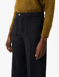 Soeur Harry Wide-leg High-rise Woven Trousers -Reiss Shop R04005611 NAVY ALT03