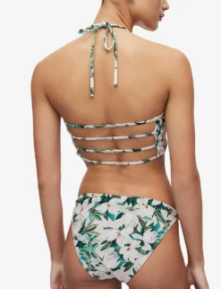 AllSaints Esme Floral-print Stretch Recycled-polyamide Bikini Top -Reiss Shop R04006612 CHALKWHITE ALT02