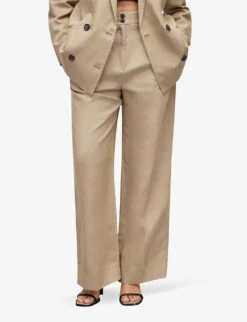 AllSaints Petra High-rise Wide-leg Linen-blend Trousers 7 AllSaints Petra High-rise Wide-leg Linen-blend Trousers -Reiss Shop R04009288 LIGHTBEIGE ALT02