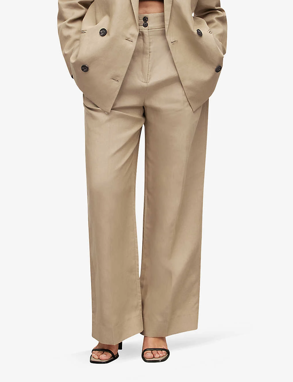 AllSaints Petra High-rise Wide-leg Linen-blend Trousers 3 AllSaints Petra High-rise Wide-leg Linen-blend Trousers - Image 3