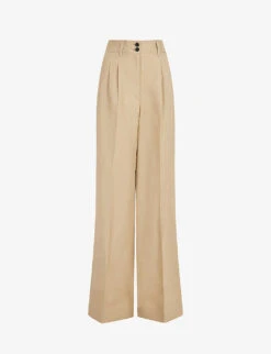 AllSaints Petra High-rise Wide-leg Linen-blend Trousers
