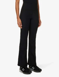 Yoga Flared-leg High-rise Stretch-jersey Trousers -Reiss Shop R04010192 BLACK ALT02