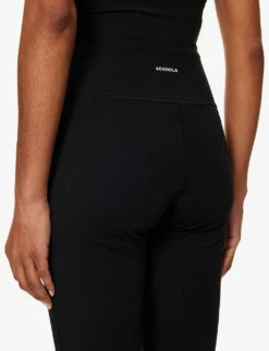 Yoga Flared-leg High-rise Stretch-jersey Trousers -Reiss Shop R04010192 BLACK ALT04