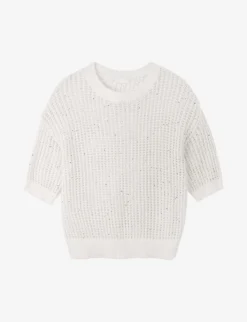 Open-knit Organic-cotton Blend T-shirt