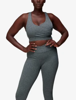 Whistles Wrap-front Stretch Recycled-polyester Sports Bra -Reiss Shop R04056788 GREY ALT02