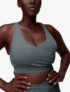 Whistles Wrap-front Stretch Recycled-polyester Sports Bra -Reiss Shop R04056788 GREY ALT04