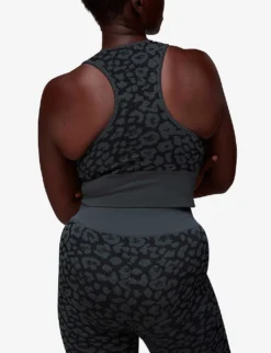 Whistles Animal-print Seamless Stretch-jersey Sports Bra -Reiss Shop R04056800 BLACK ALT03