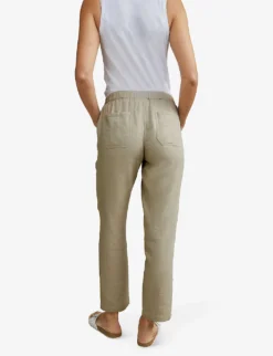 Drawstring-waist Relaxed-fit Straight-leg Mid-rise Organic-cotton Trousers -Reiss Shop R04057378 PALEWILLOW ALT03