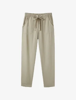 Drawstring-waist Relaxed-fit Straight-leg Mid-rise Organic-cotton Trousers