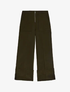 Ted Baker Liziya Wide-fit Stretch-cotton Turn-up Trousers