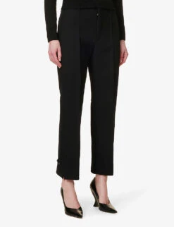 Bottega Veneta Pressed-crease Wide-leg High-rise Woven Trousers 7 Bottega Veneta Pressed-crease Wide-leg High-rise Woven Trousers -Reiss Shop R04064607 BLACK ALT02