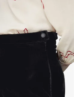 Whistles High-rise Wide-leg Cropped Velvet Trousers -Reiss Shop R04064983 BLACK ALT03