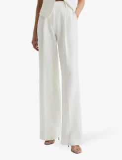 Reiss Tatum Wide-leg Crepe Trousers -Reiss Shop R04068059 WHITE ALT02