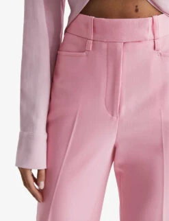 Reiss Blair Wide-leg High-rise Stretch Wool-blend Trousers 9 Reiss Blair Wide-leg High-rise Stretch Wool-blend Trousers -Reiss Shop R04068064 PINK ALT04