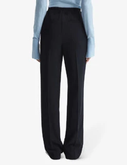 Reiss Hailey Wide-leg High-rise Woven Trousers -Reiss Shop R04068069 NAVY ALT03