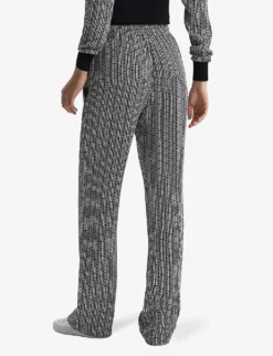 Reiss Sky Abstract-print Wide-leg Mid-rise Woven Trousers -Reiss Shop R04068070 BLACK ALT03