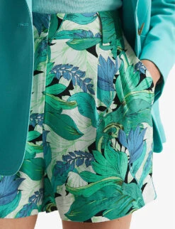 Reiss Dana Floral-print Mid-rise Woven Shorts -Reiss Shop R04070711 AQUAMARINE ALT04