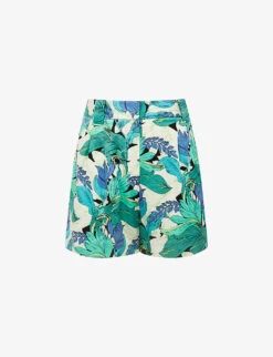 Reiss Dana Floral-print Mid-rise Woven Shorts