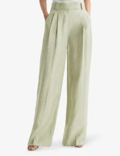 Reiss Izzie Soft-pleat Wide-leg High-rise Woven Trousers -Reiss Shop R04070727 SAGE ALT02