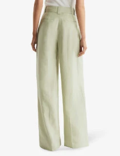 Reiss Izzie Soft-pleat Wide-leg High-rise Woven Trousers -Reiss Shop R04070727 SAGE ALT03