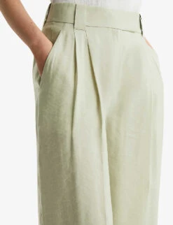 Reiss Izzie Soft-pleat Wide-leg High-rise Woven Trousers -Reiss Shop R04070727 SAGE ALT04