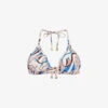Reiss Thia Triangle Graphic-print Stretch Recycled-nylon Bikini Top