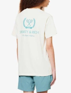 Grand Slam Brand-print Cotton-jersey T-shirt -Reiss Shop R04072154 CREAMTEAL ALT03