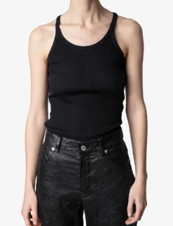 Zadig & Voltaire Alba Cotton Tank Top -Reiss Shop R04074044 NOIR ALT02