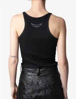Zadig & Voltaire Alba Cotton Tank Top -Reiss Shop R04074044 NOIR ALT03