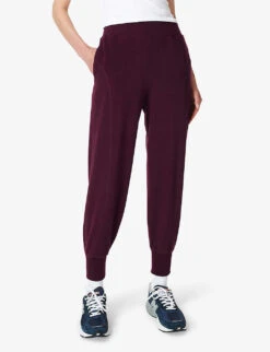 Sweaty Betty Repose Luxe 27 Stretch-fleece Jogging Bottoms -Reiss Shop R04074876 PLUMRED ALT02
