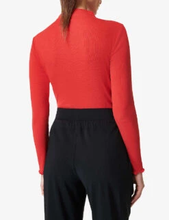 Sweaty Betty Eden Funnel-neck Stretch-woven Top -Reiss Shop R04074893 CRANBERRYRED ALT03