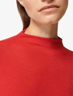Sweaty Betty Eden Funnel-neck Stretch-woven Top -Reiss Shop R04074893 CRANBERRYRED ALT04