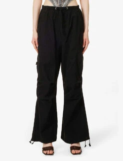 Jaded London Parachute Relaxed-fit Wide-leg High-rise Cotton Trousers -Reiss Shop R04077326 BLACK ALT02