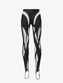 Mugler Mesh-panel Slim-fit High-rise Stretch-woven Leggings
