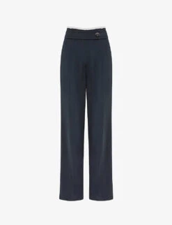 Reiss Lina Side-button Wide-leg Woven Trousers