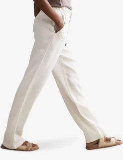 Reiss Cleo Wide-leg Linen Trousers -Reiss Shop R04082277 STONE ALT02