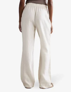 Reiss Cleo Wide-leg Linen Trousers -Reiss Shop R04082277 STONE ALT03